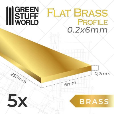 BRASS PROFILE BRASS 0.2 x 6mm - LENGTH : 25cm - 5 pcs - GREEN STUFF 11133